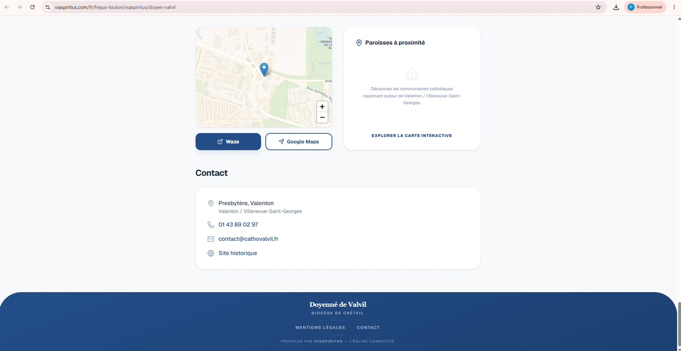 Le bloc Contact / coordonnées sur le site
