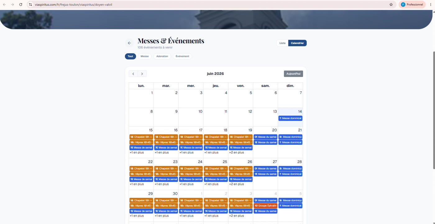 La section Horaires vue par les fidèles