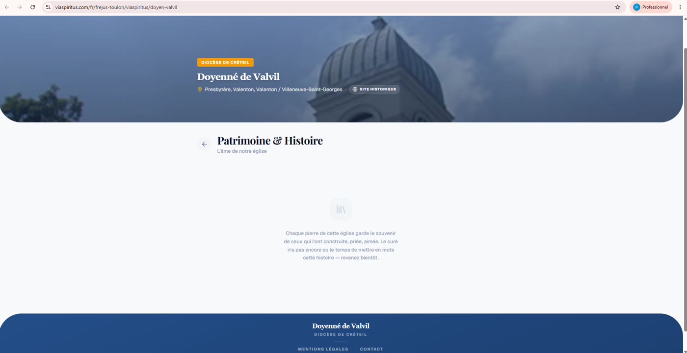 La page Patrimoine & Histoire sur le site