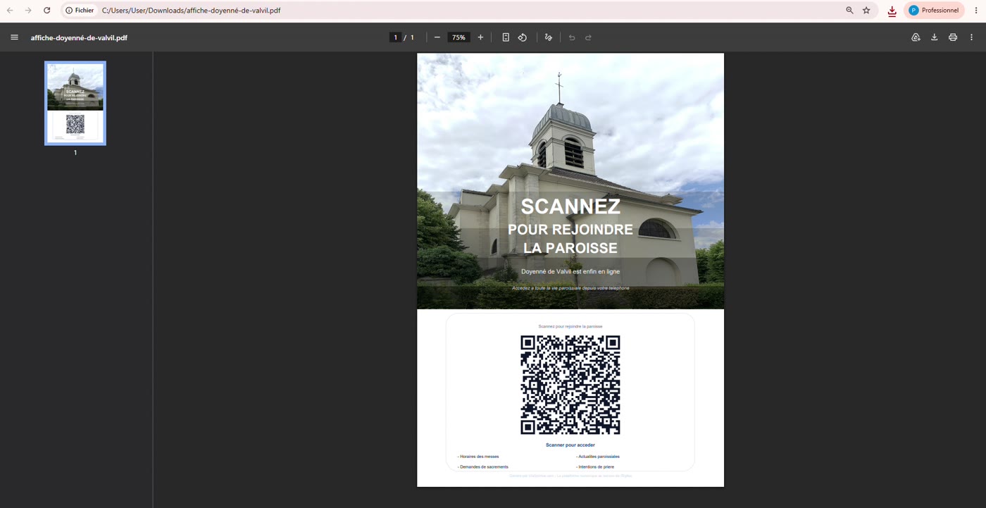 L'affiche imprimable avec QR code