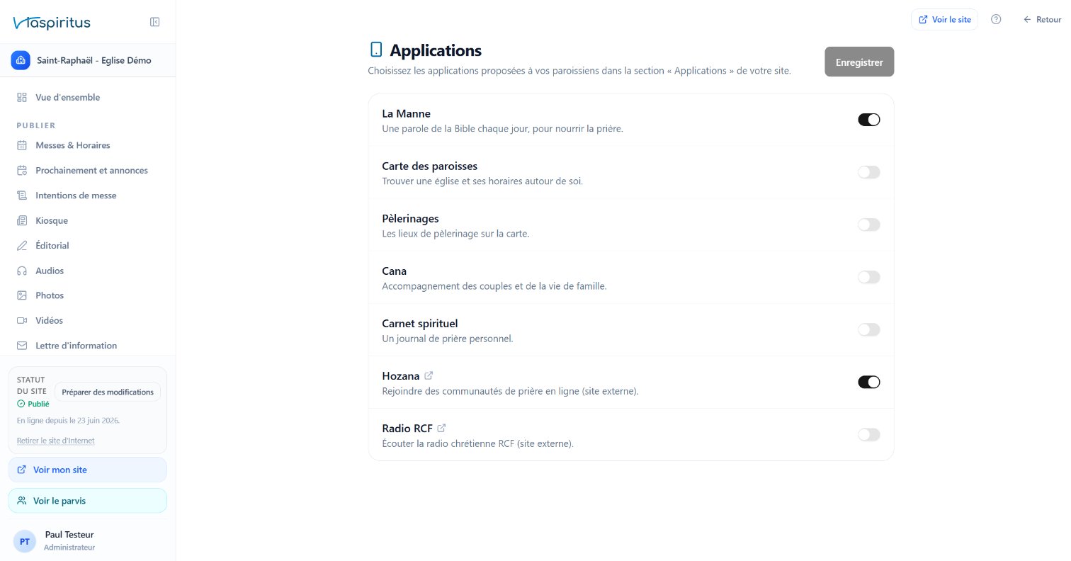 Applications : choisir les outils proposés