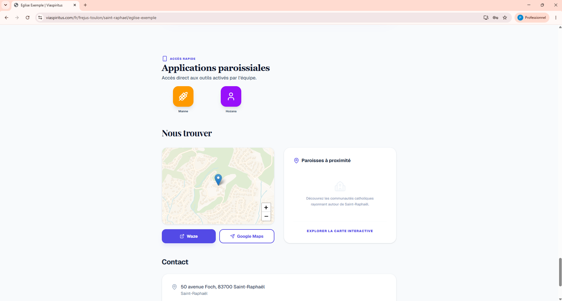 Les applications sur le site