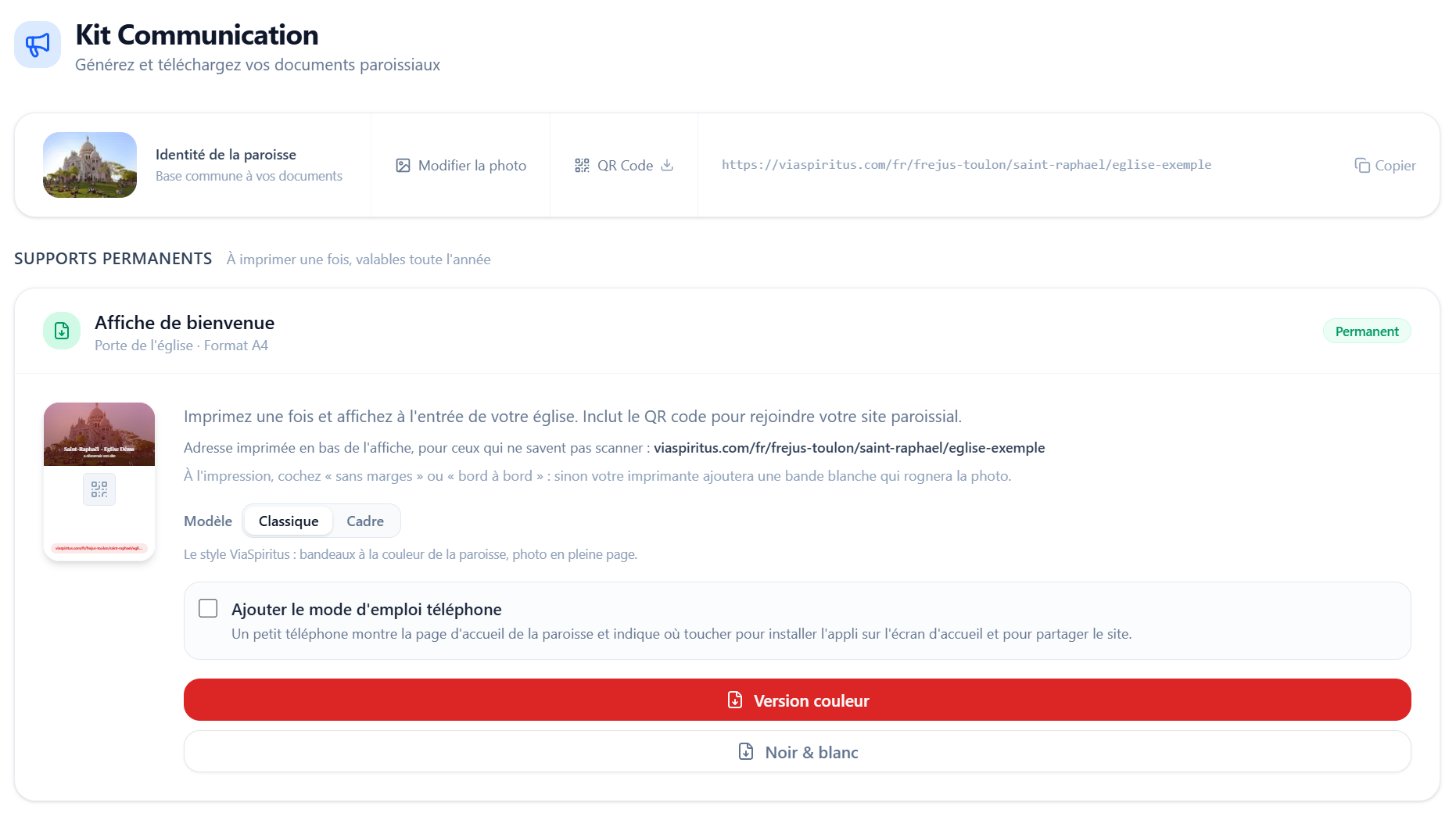 Kit Communication, vue d'ensemble des trois groupes de supports avec le sélecteur « Modèle » Classique / Cadre