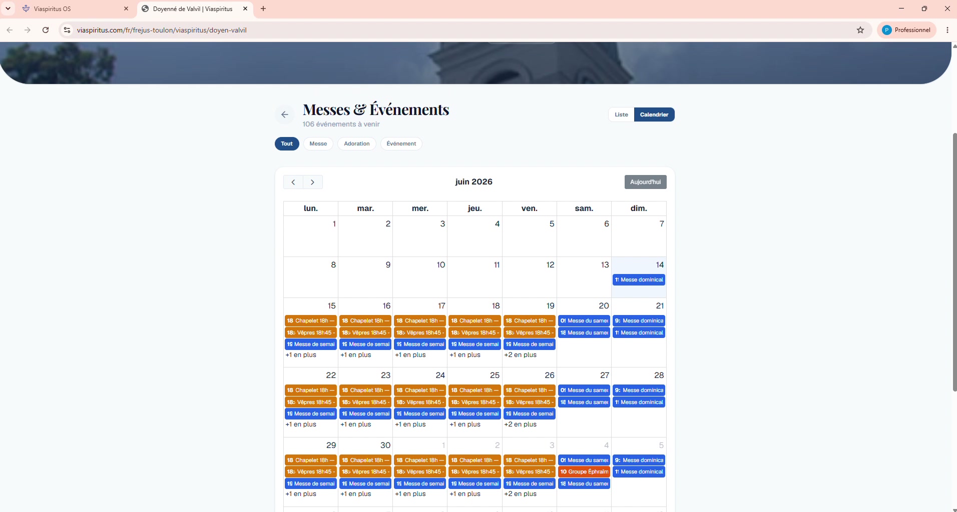 Les horaires sur le site web